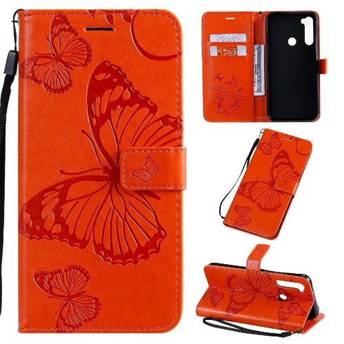 Tongez Étui Pour Xiaomi Redmi Note 8t Couverture Antichoc Avec Support De Fente Pour Carte Couverture Magnétique Cuir Pu Flip Kickband - Orange