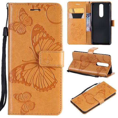 Flip Étui Pour Nokia 5.1 Couverture Antichoc Flip Kickband Couverture Magnétique Avec Support De Fente Pour Carte Cuir Pu - Le Brun