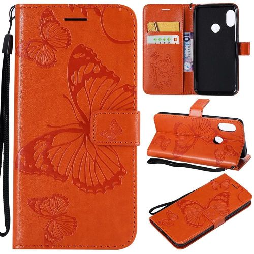 Flip Étui Pour Xiaomi Redmi 6 Pro Couverture Antichoc Avec Support De Fente Pour Carte Flip Kickband Couverture Magnétique Cuir Pu - Orange