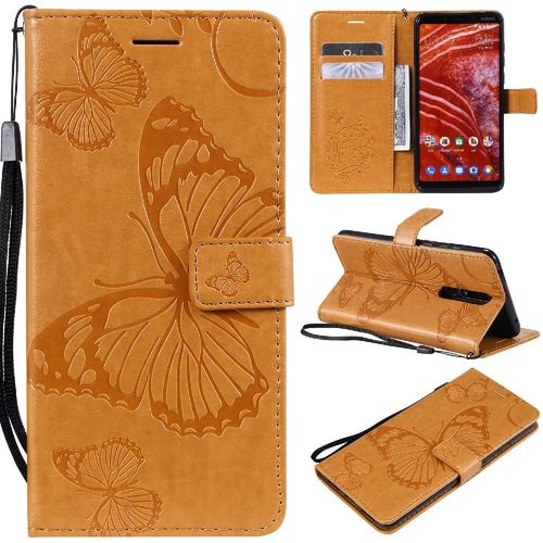 Flip Étui Pour Nokia 3.1 Plus Flip Kickband Avec Support De Fente Pour Carte Couverture Antichoc Couverture Magnétique Cuir Pu - Le Brun
