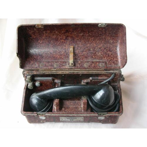 Ww2 France Telephone De Campagne Francais " At2 " Boite Bakelite 2/10/1945