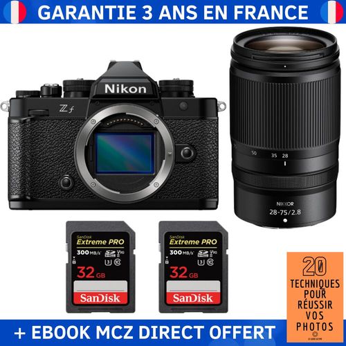 Nikon Zf + 28-75mm f/2.8 + 2 SanDisk 32GB Extreme PRO UHS-II SDXC 300 MB/s + Ebook '20 Techniques pour Réussir vos Photos' - Appareil Photo Hybride