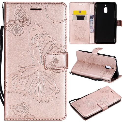 Flip Étui Pour Nokia 2.1 Flip Kickband Avec Support De Fente Pour Carte Cuir Pu Couverture Antichoc Couverture Magnétique - Couleur Rose