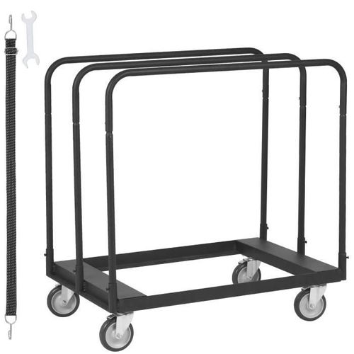 Chariot Porte-Panneaux - VEVOR - 975 x 610 x 990 mm,Capacité max 680 kg,Avec roue pivotante 360°,pour Bois de Construction,Garage