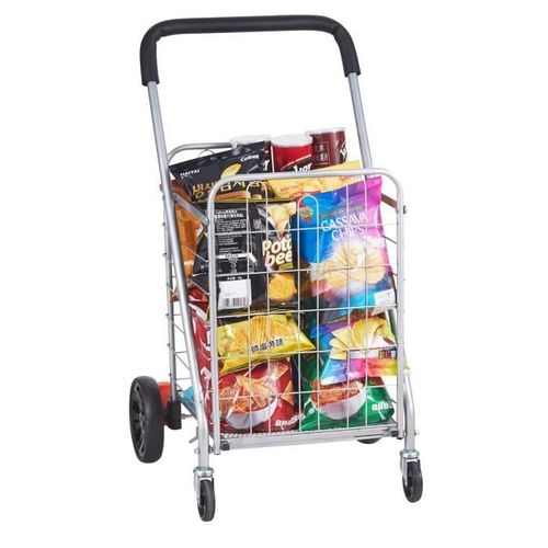 Chariot de courses pliable - VEVOR - 320 x 365 x 475 mm,capacité de charge maximale 49,9 kg,Pliable,argent,PP+EVA+acier au carbone