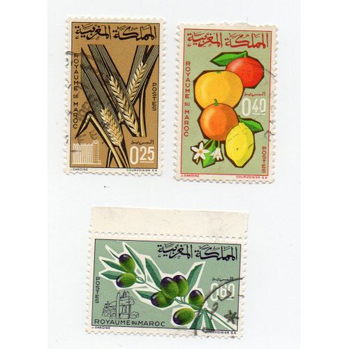 Maroc- Lot De 3 Timbres Oblitérés- Produits De L' Agriculture