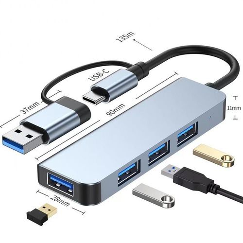 Convertisseur Multi Splitter 4 Ports Usb 2.0, airies Ultra Mince, Carte Pd Tf, airies de Données Portable, airies Usb C, Accessoires PC