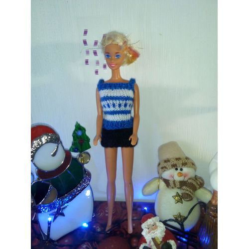 Haut N° 28 Tricoté Main Pour Poupée Barbie
