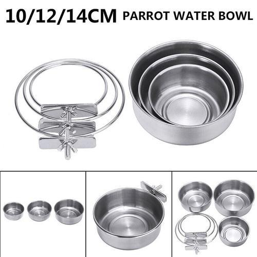 1pc Perroquet Bol Acier Inoxydable Perroquet Nourriture Eau Outils Accessoires Bol Pour Caisses Cages Chien Oiseau Bols Pour Animaux De Compagnie