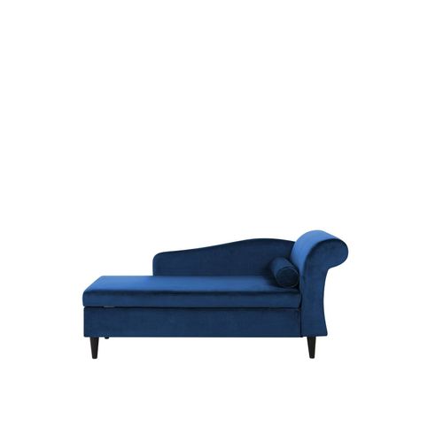Chaise Longue Côté Droit En Velours Bleu Luiro