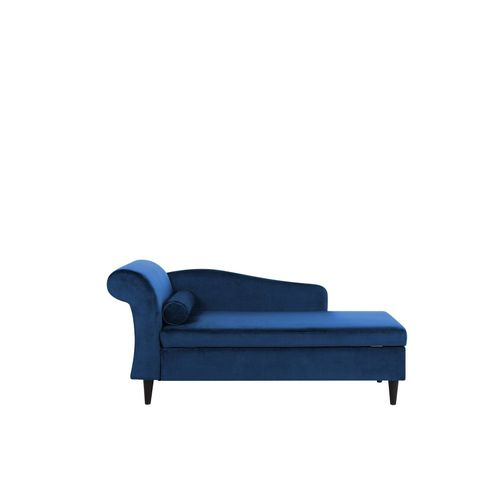 Chaise Longue Côté Gauche En Velours Bleu Luiro