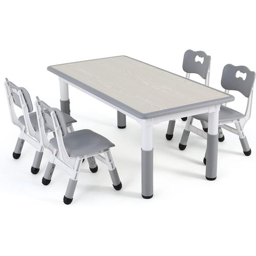 Ensemble Table Et Chaises Pour Enfant, Réglable En Hauteur, Table À Dessin En Plastique, À Partir De 2 Ans, Gris