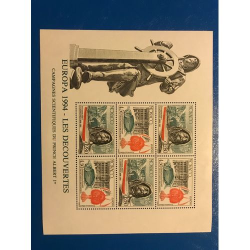 Monaco - Europa 1994 - Bloc Feuillet 65 , 6 Timbres - Les Découvertes - Campagnes Du Prince Albert 1 Er