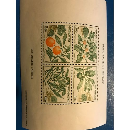 Monaco - Les Quatre Saisons - Bloc Feuillet Numéro 54, 4 Timbres - Année 1991