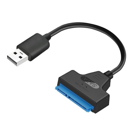 Adaptateur USB 2.0 vers SATA 22 broches 20cm, noyau de fil de cuivre et câble ABS pour disque dur SSD de 2.5 pouces, Compatible avec Win 98