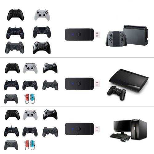 Adaptateur De Manette Sans Fil Filaire Pour Nintendo Switch, Ps4, Xbox One, Ps3, Pc