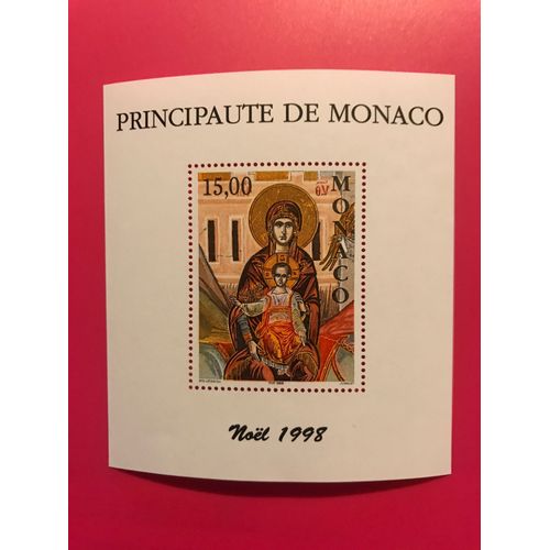 Monaco - Noel 1998 - La Vierge Et L Enfant - Bloc Feuillet Un Timbre Numéro 79