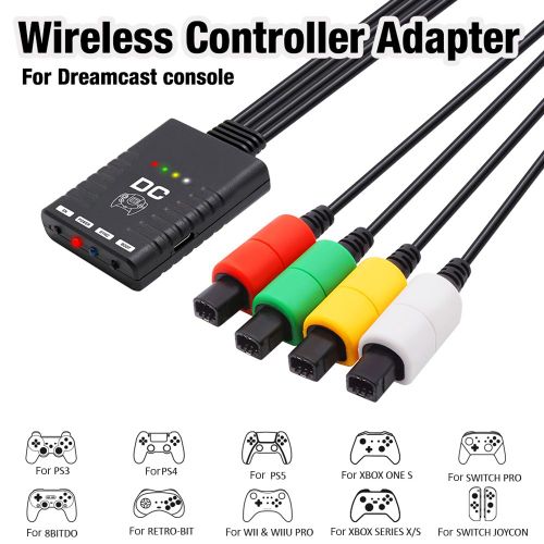 Blueretro-Adaptateur Convertisseur De Manette De Jeu Sans Fil Pour Console Sega Dreamcast, Compatible Avec Ps3, Ps4, Ps5, Xbox One S, Xbox Series X, S, Switch Pro
