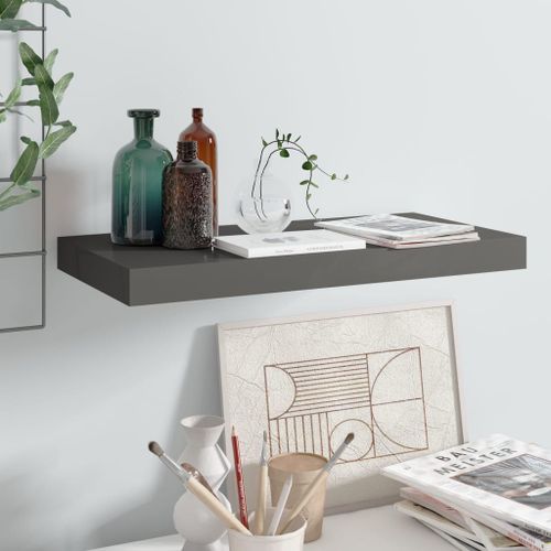 Vidaxl Étagère Murale Flottante Gris Brillant 50x23x3,8 Cm Mdf
