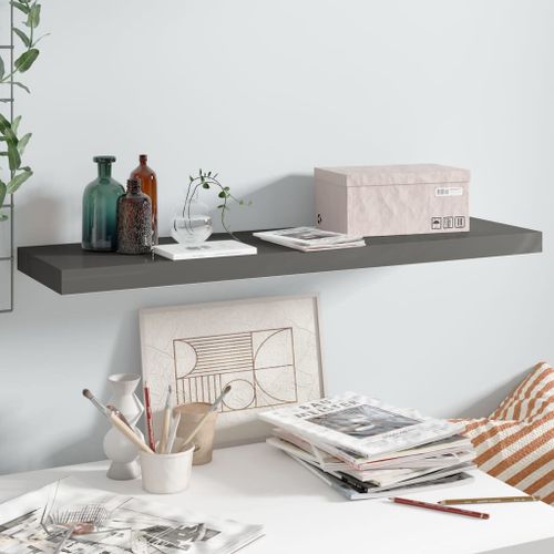 Vidaxl Étagère Murale Flottante Gris Brillant 90x23,5x3,8 Cm Mdf