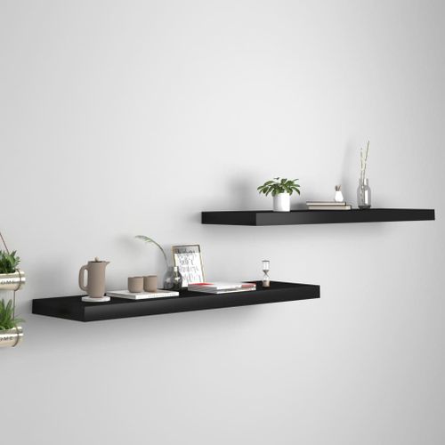 Vidaxl Étagères Murales Flottantes 2 Pcs Noir 90x23,5x3,8 Cm Mdf