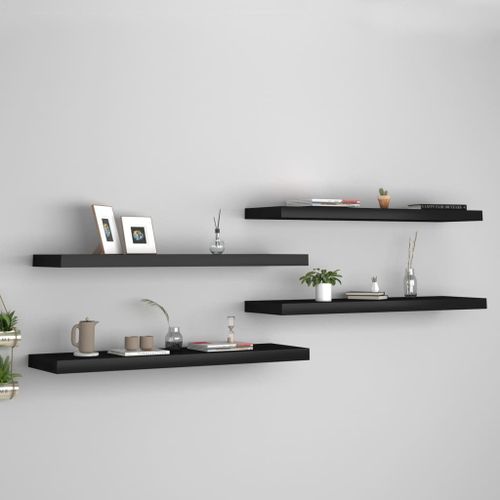 Vidaxl Étagères Murales Flottantes 4 Pcs Noir 90x23,5x3,8 Cm Mdf