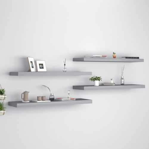 Vidaxl Étagères Murales Flottantes 4 Pcs Gris 90x23,5x3,8 Cm Mdf