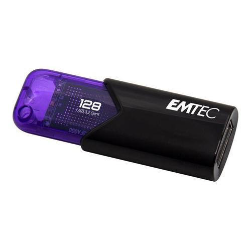 EMTEC B110 Click Easy 3.2 - Clé USB - 128 Go - USB 3.2 Gen 1 - noir, violet