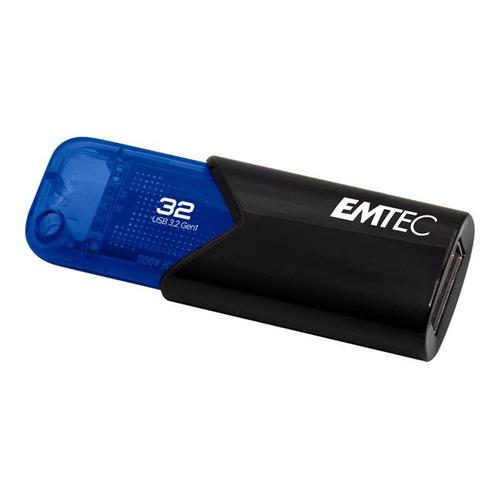 EMTEC B110 Click Easy 3.2 - Clé USB - 32 Go - USB 3.2 Gen 1 - noir, bleu