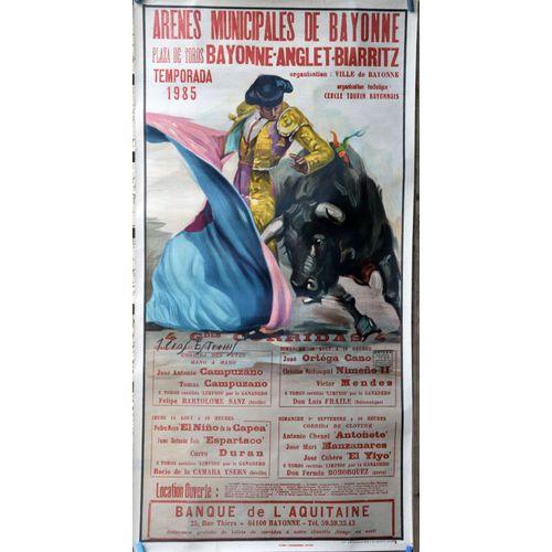 Affiche Corrida Bayonne Anglet Biarritz 1985