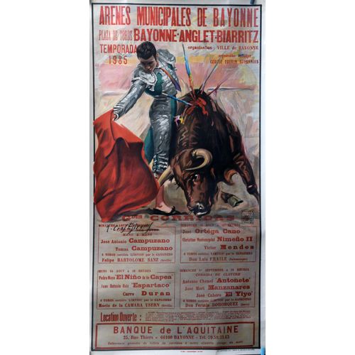Affiche Corrida Bayonne Anglet Biarritz 1985