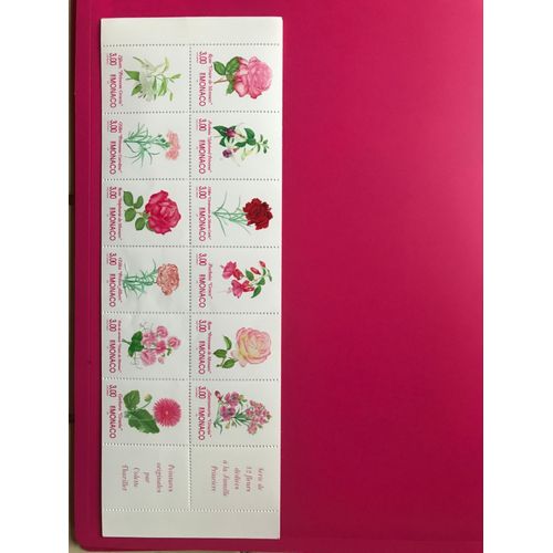 Monaco - Carnet Numéro 12 De 12 Timbres - Série De 12 Fleurs Dédiées À La Famille Princière - Peintures Originales Par Colette Thurillet- Année 1995