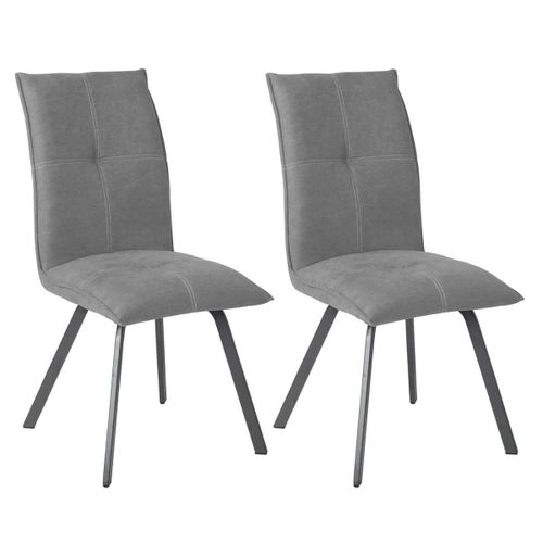 Bispo - Lot De 2 Chaises Tissu Coloris Gris Anthracite