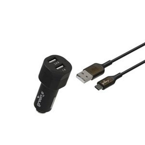 Green_e Kit Chargeur Voiture 17w 2usb A + Cable Micro Usb 1.3m