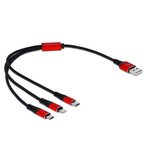 Delock Câble Usb De Chargement 3-En-1 Pour Lightning / Micro Usb / Us
