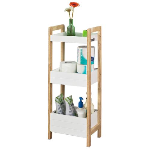 Sobuy® Frg226-Wn Tour De Rangement Etagère De Stockage Etagère De Cuisine Salle De Bain - 3 Étages