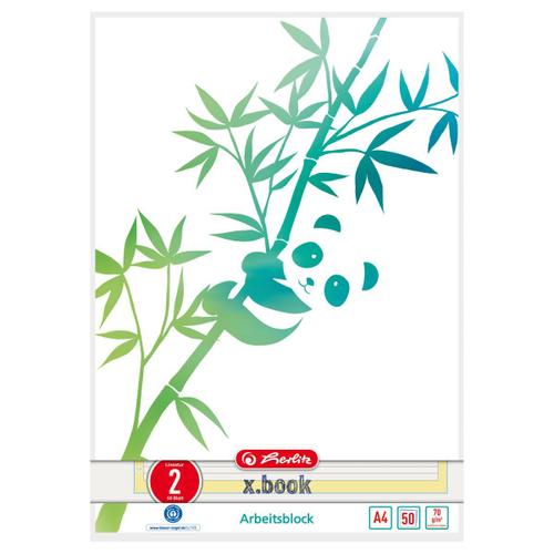 Herlitz Greenline Bloc-Notes A4 50 Feuilles Vert, Blanc