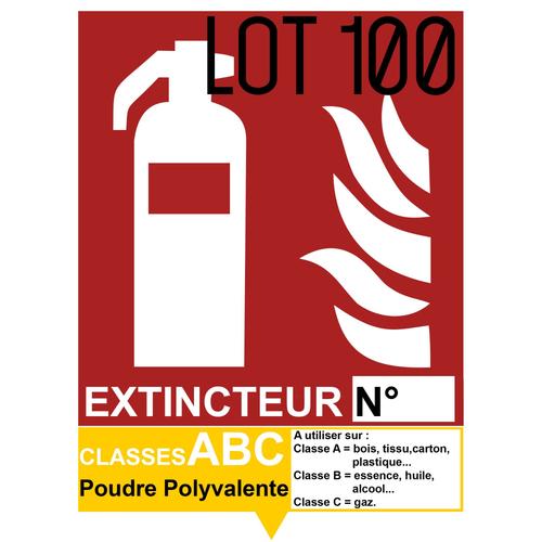 Autocollant Vinyl - Autocollant Vinyl - Signalétique Extincteur Abc Poudre Polyvalente - L.150 X H.200 Mm (X 100)
