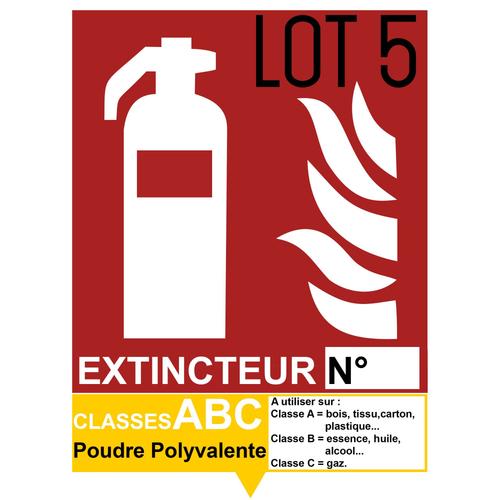 Signalétique Extincteur Abc Poudre Polyvalente - Autocollant Vinyl Waterproof - L.150 X H.200 Mm (Lot Lot De 5)