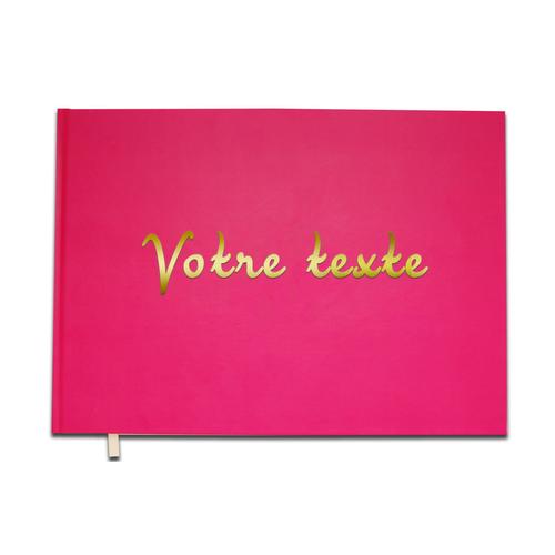 Livre D'or Texte Personnalisé 1 Ligne - Anniversaire, Souvenir, Cadeau - Lettres Chromées Ou Dorées - 100 Pages (Couleur Rose Macaron)