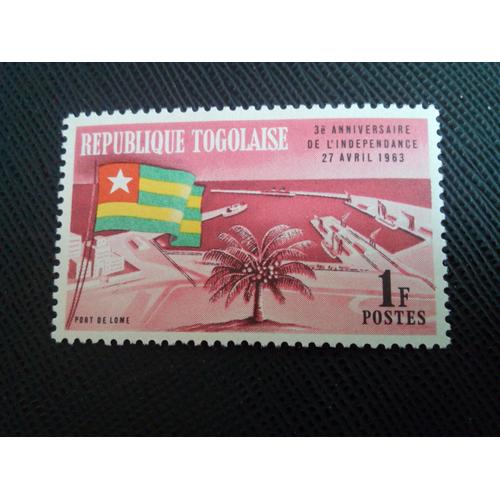 Timbre Togo Yt 382 Port De Lomé Et Drapeau Togolais 1963 ( 031204 )
