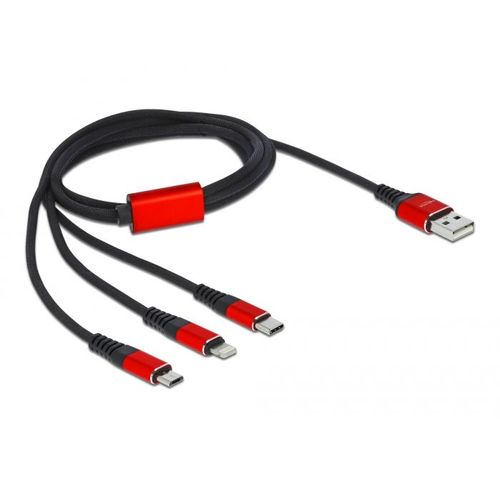 Delock 86709 Câble Usb 1 M Usb 2.0 Usb A Usb C/lightning Noir, Rouge