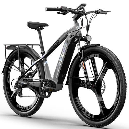 Vélo Électrique Montagne 500w, 29" Vtt Électrique Homme, Vitesse 35-40km/H, Batterie 48v 14ah, Frein Disque Hydraulique, Cassette Shimano 7 Vitesses, Autonomie 75km, Cysum M520 Gris