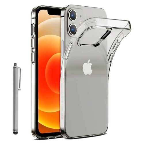Coque Silicone Pour Apple Iphone 12 6.1" Gel Ultraslim Et Ajustement Parfait - Transparent + Stylet