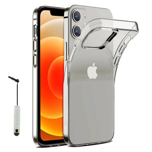 Coque Silicone Pour Apple Iphone 12 6.1" Gel Ultraslim Et Ajustement Parfait - Transparent + Mini Stylet