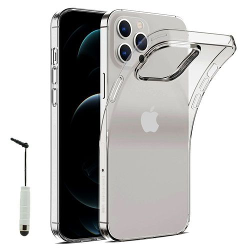 Coque Silicone Pour Apple Iphone 12 Pro 6.1" Gel Ultraslim Et Ajustement Parfait - Transparent + Mini Stylet