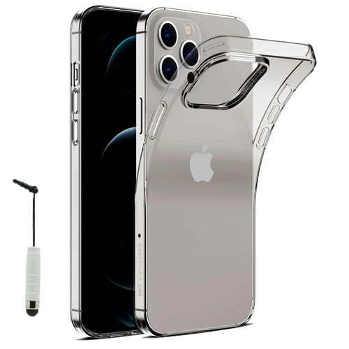 Coque Silicone Pour Apple Iphone 12 Pro Max 6.7" Gel Ultraslim Et Ajustement Parfait - Transparent + Mini Stylet