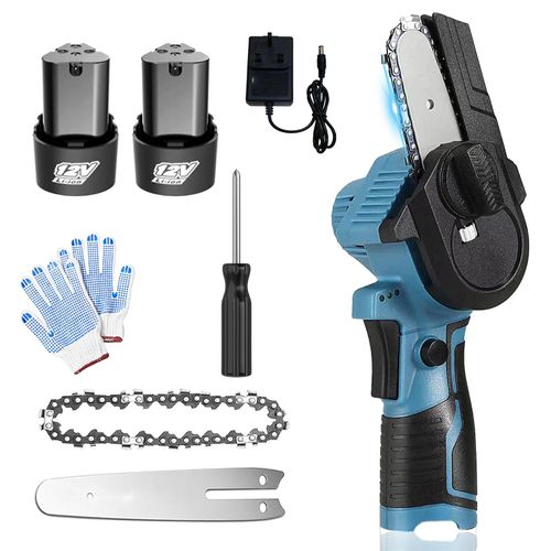 Mini tronçonneuse ¿Scie électrique12V, d'alimentation et portable pour le jardinage,l'élagage des arbres¿ avec 2 batteries
