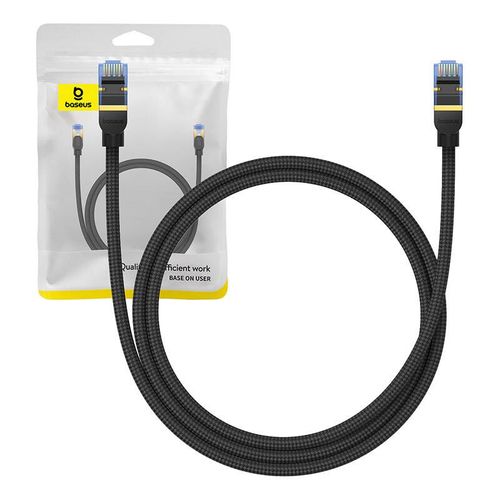 Braided Network Cable Cat.7 Baseus Ethernet Rj45, 10gbps, 1m (black)