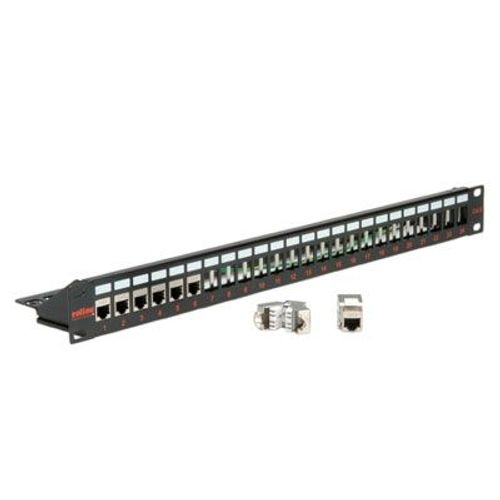 Roline Panneau De Brassage 19" Pour Keystone, 24 Ports Blindé, Noir
